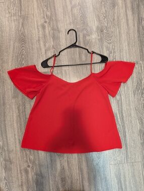 bp Red Cold-Shoulder Blouse